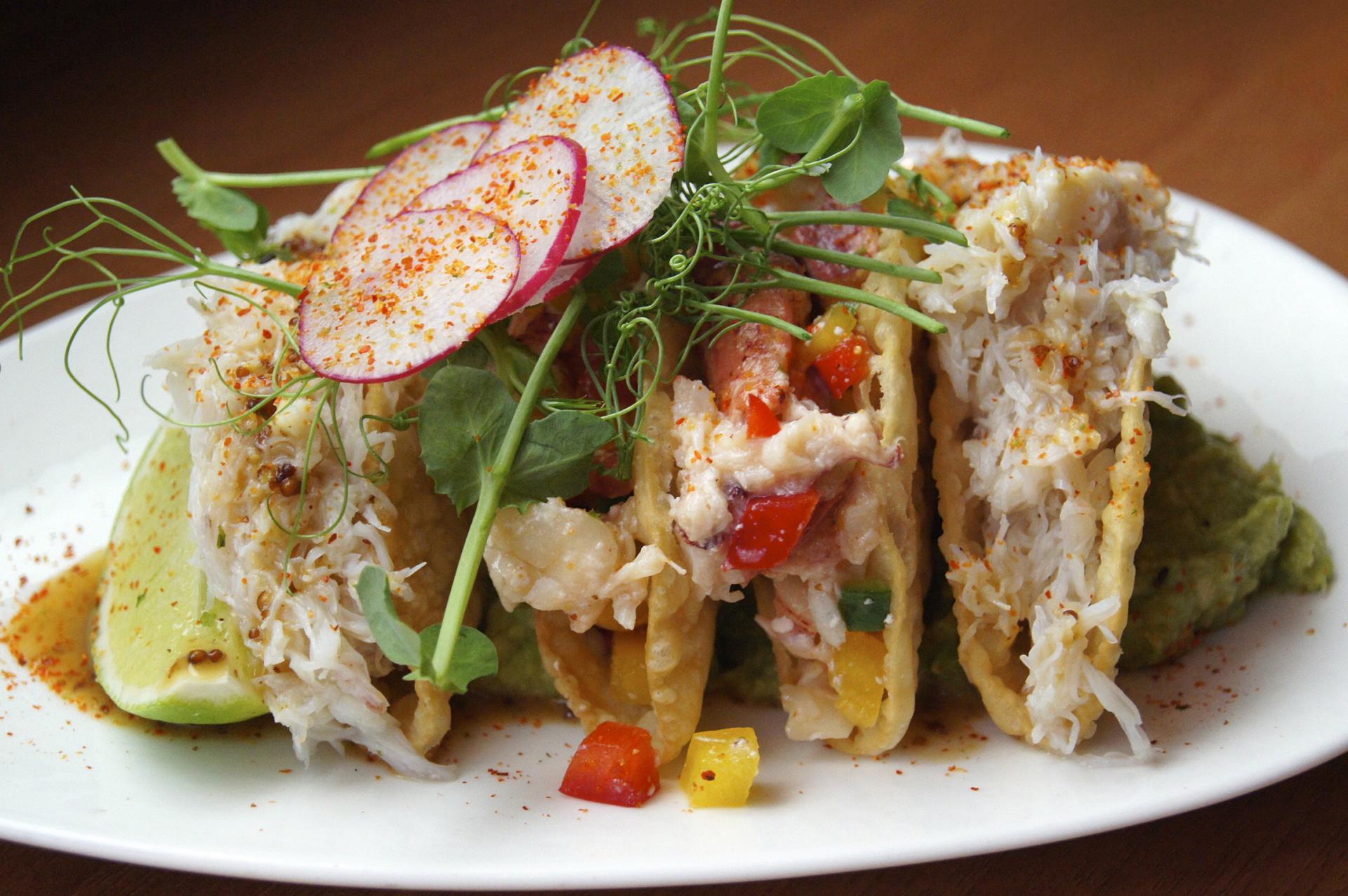 Savour BC Dungeness Crab Tacos with Radish Sprouts Recipe British