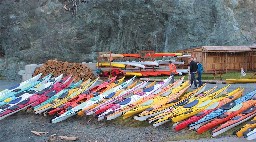 Colourful kayaks