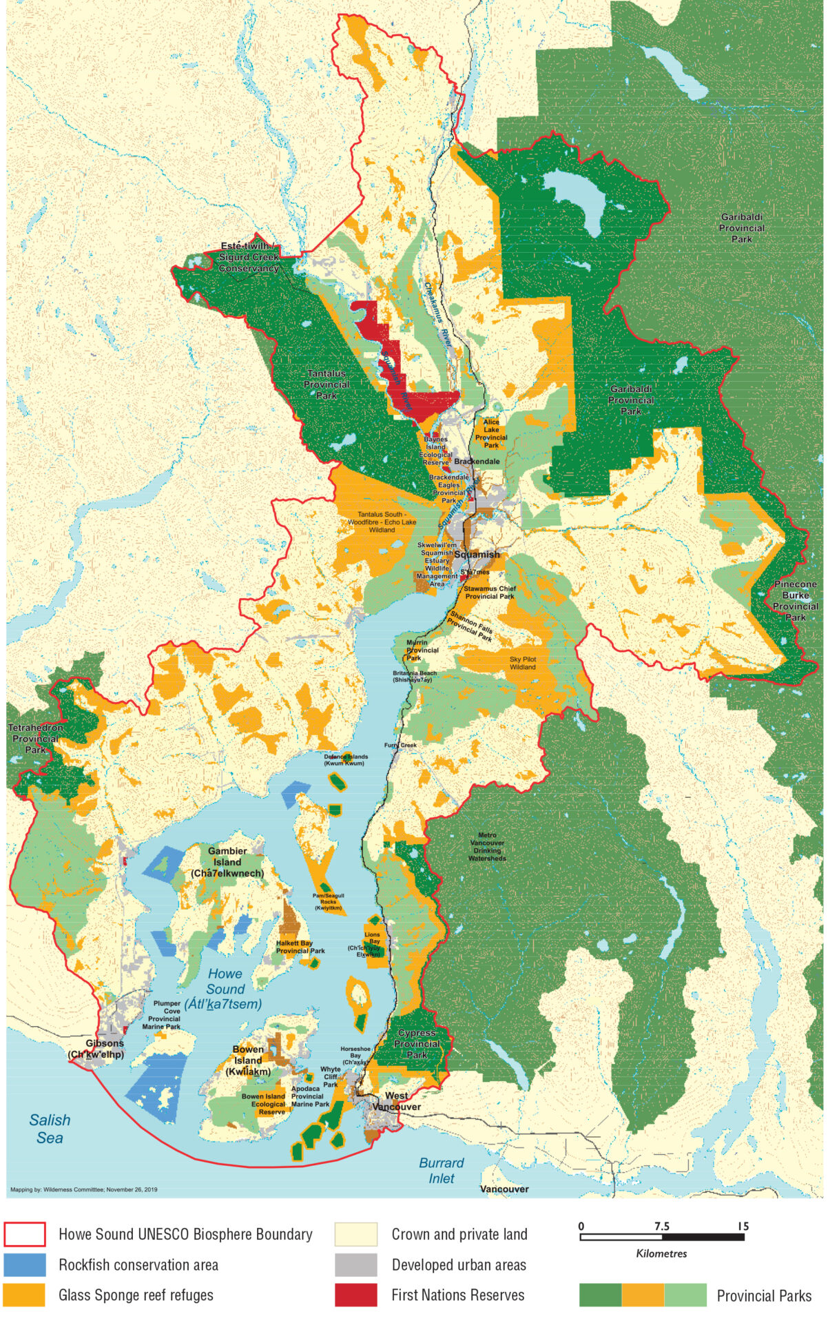 Howe Sound UNESCO Biosphere Boundary map.