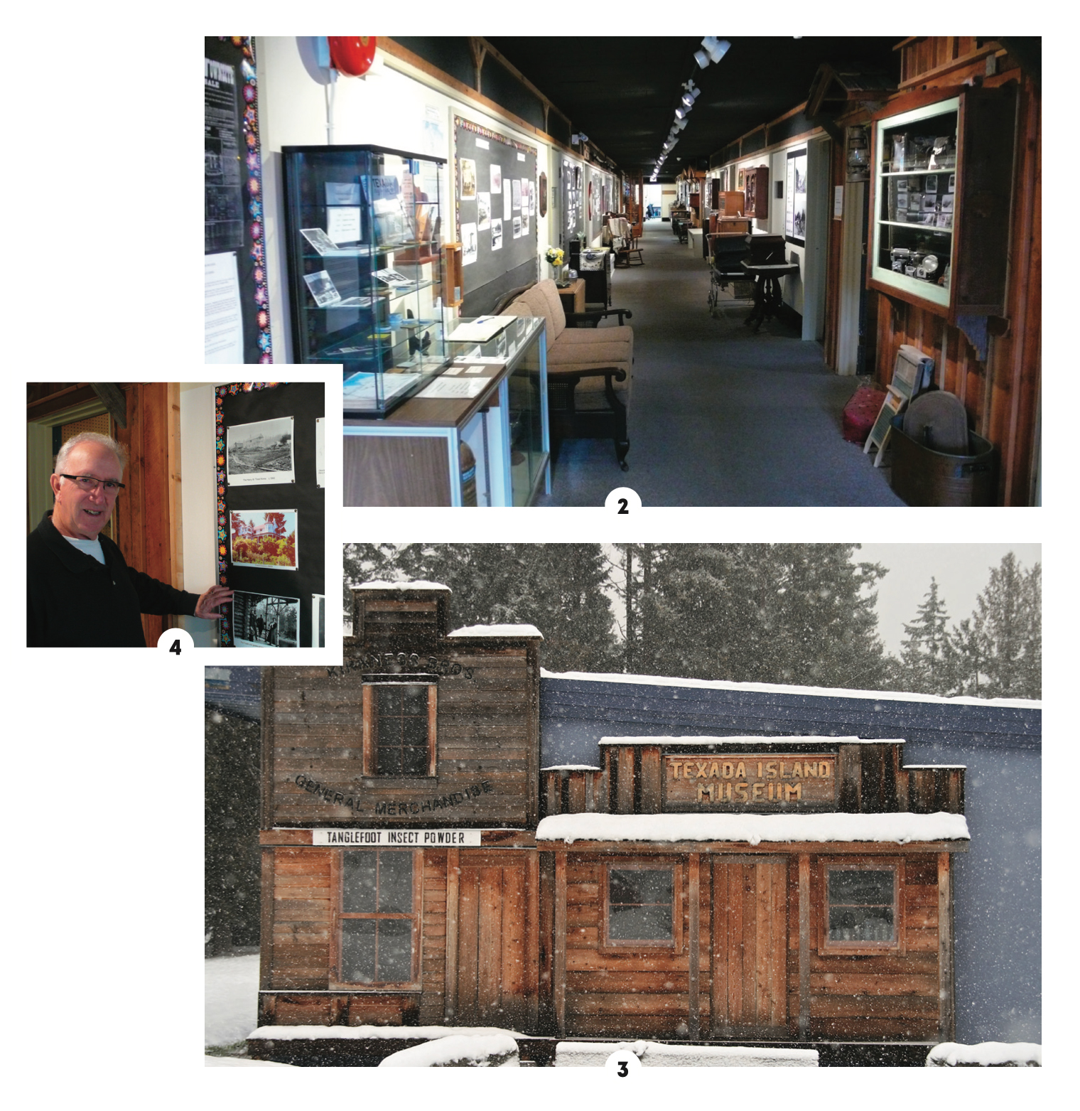 2-3: The Texada Island Museum & Archives. Photo by Cherie Thiessen. 4: Curator Doug Patton at the museum. Photo by The Texada Island Museum & Archives. 