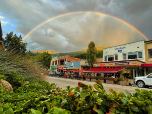 Rainbow over Baker Street in Nelson British Columbia